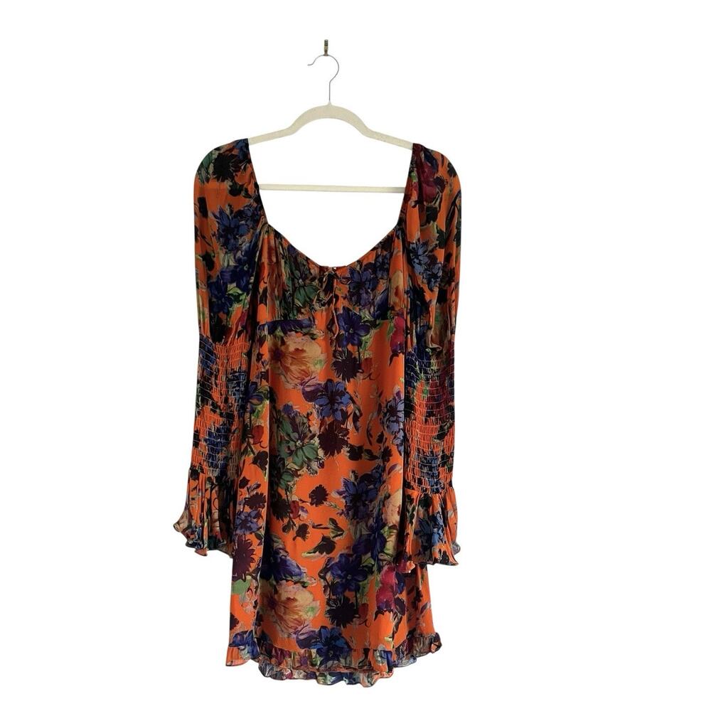 Rat & Boa Naomi Mini dress Orange floral Sz Small Coquette Core Boho Festival - Picture 2 of 11